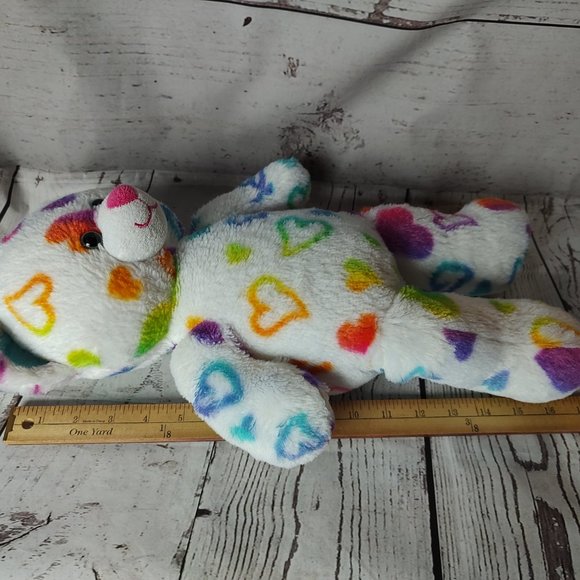 Build-A-Bear White Teddy Bear Plush Rainbow Hearts 16" Valentin's day - Picture 6 of 6